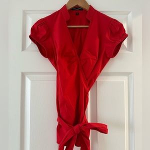 Express Red Wrap Top, XS